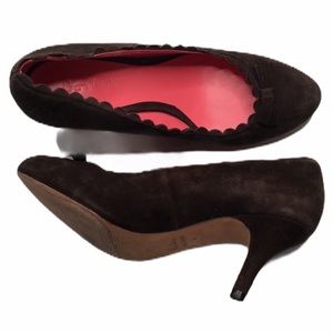 Boden Brown Leather Scalloped Heels Sz38/7…